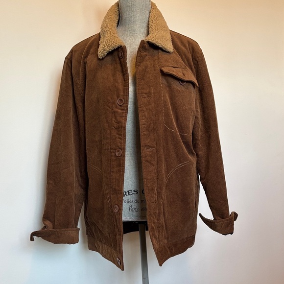 Vintage Jackets & Blazers - Vintage Brown Corduroy Jacket with Sherpa Collar and lining
